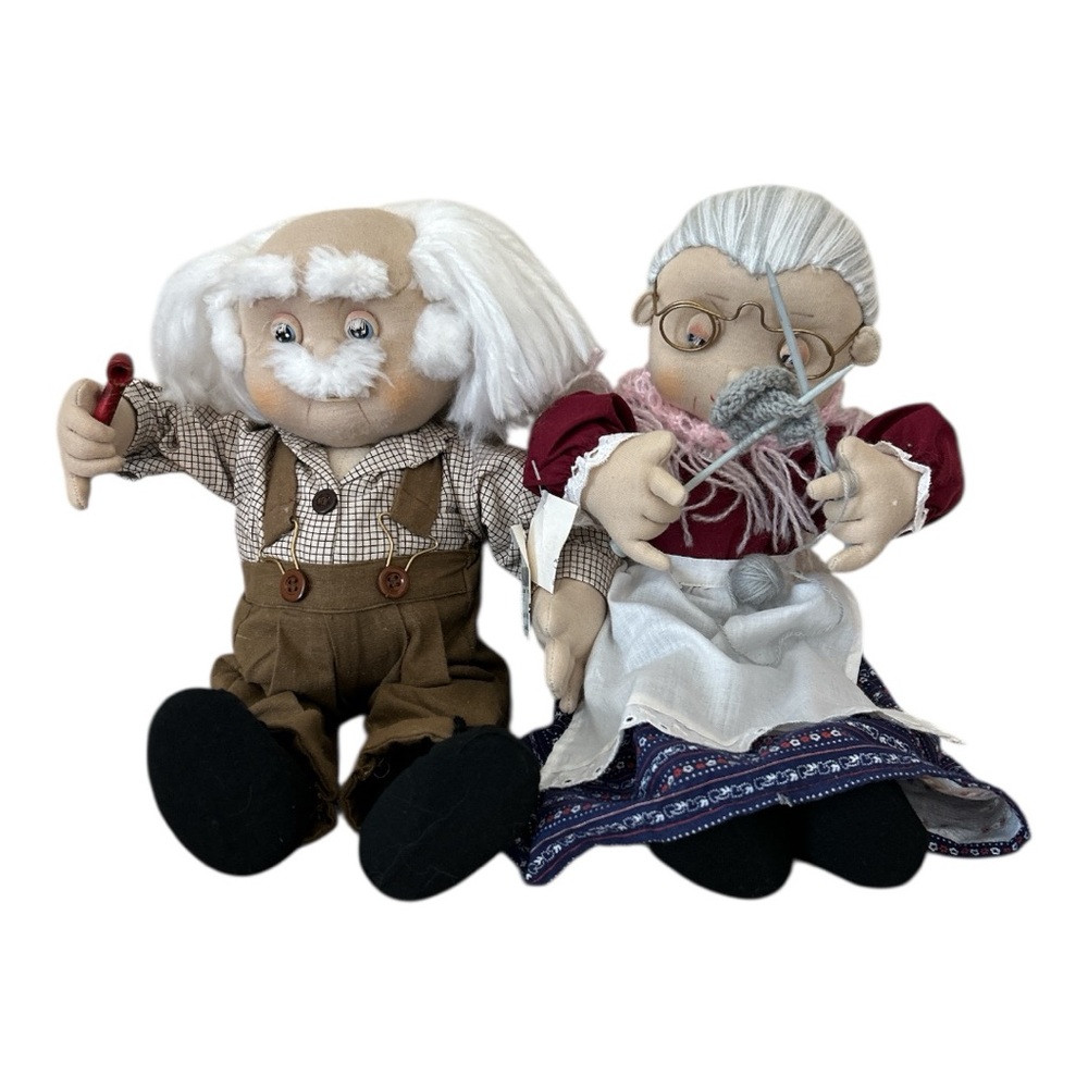 Vintage German Oma And Opa Grandma Grandpa Handmade Dolls Germany Kaufhof